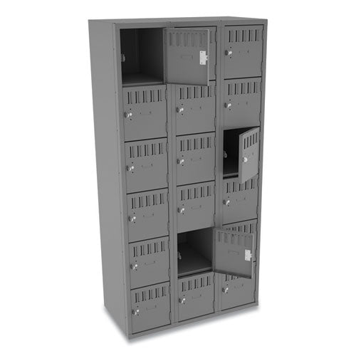 Compartimentos de caja, pila triple, 36 de ancho x 18 de profundidad x 72 de alto, gris medio