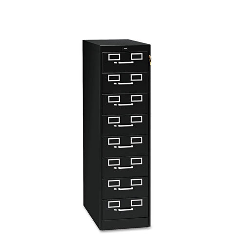 Gabinete para archivos multimedia/tarjetas con ocho cajones, negro, 15" x 28.5" x 52"