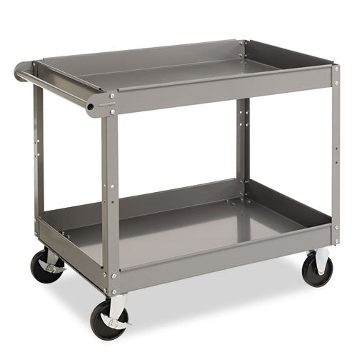 Carrito de metal de dos estantes, metal, 2 estantes, capacidad de 500 lb, 24" x 36" x 32", gris