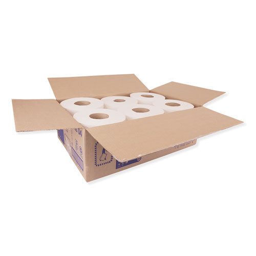 Toalla de mano de alimentación central, 2 capas, 7,6 x 11,8, blanca, 600/rollo, 6 rollos/cartón
