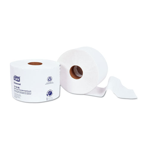 Rollo de papel higiénico universal con Opticore, seguro séptico, 2 capas, blanco, 865 hojas/rollo, 36/cartón