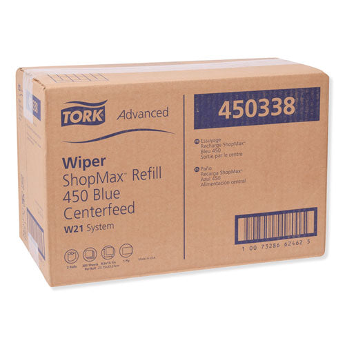 Advanced Shopmax Wiper 450, recambio de alimentación central, 9,9 x 13,1, azul, 200/rollo, 2 rollos/cartón