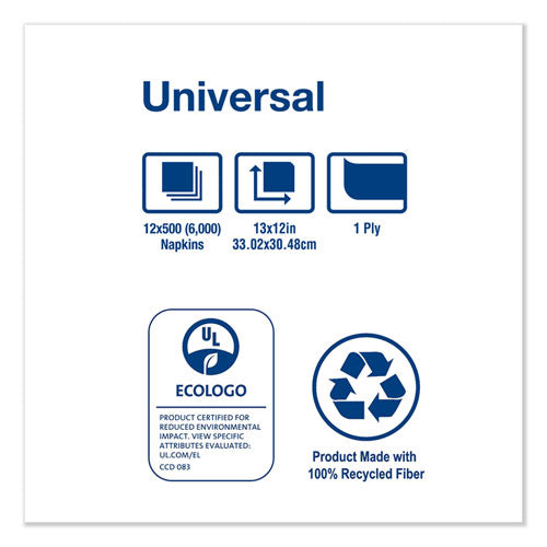 Servilletas Universal Masterfold para dispensador, 1 capa, 13" x 12", blancas, 6000/caja