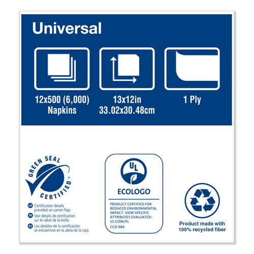 Servilletas para dispensador Universal Masterfold, 1 capa, 13" x 12" Natural, 6000/ct