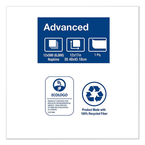 Servilletas para dispensador Advanced Masterfold, 1 capa, 12" x 17", blancas, 6000/caja