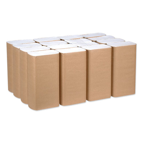 Toalla de mano universal multiplegada, 1 capa, 9,13 x 9,5, blanca, 250/paquete, 16 paquetes/cartón