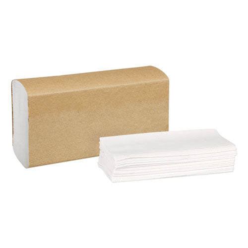 Toalla de mano universal multiplegada, 1 capa, 9,13 x 9,5, blanca, 250/paquete, 16 paquetes/cartón