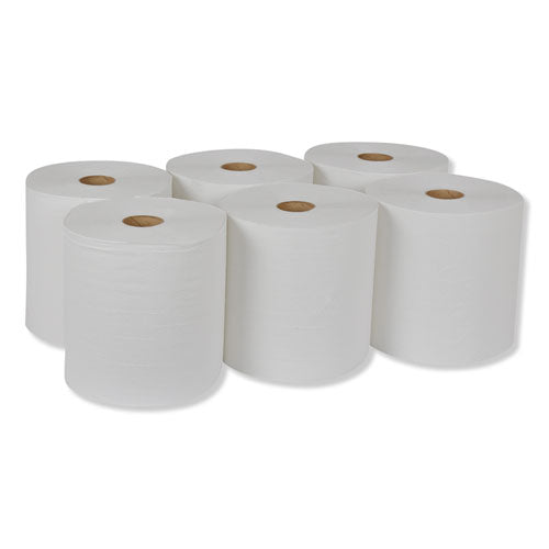 Rollo de toalla de mano universal, 1 capa, 7.88" x 800 pies, blanco, 6 rollos/cartón