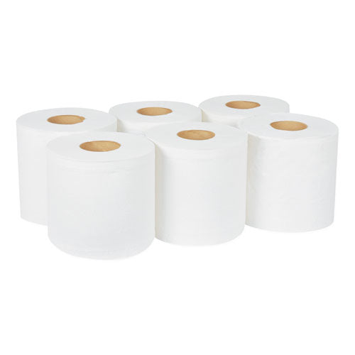 Toalla de mano de alimentación central, 2 capas, 7,6 x 11,75, blanca, 530/rollo, 6 rollos/cartón