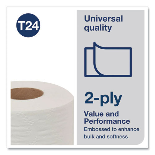 Papel higiénico universal, seguro séptico, 2 capas, blanco, 500 hojas/rollo, 96 rollos/cartón