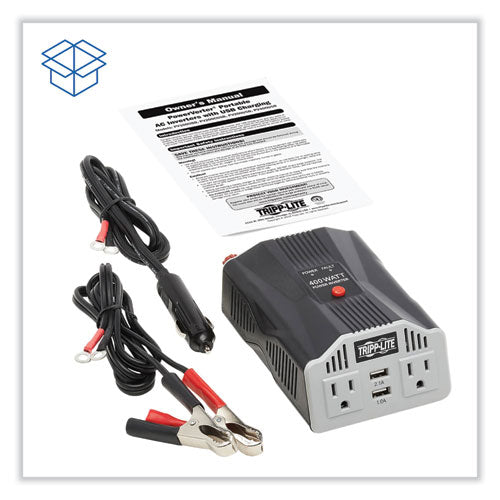 Inversor para coche ultracompacto Powerverter, 400 W, dos salidas de CA/dos puertos USB, 3,1 A