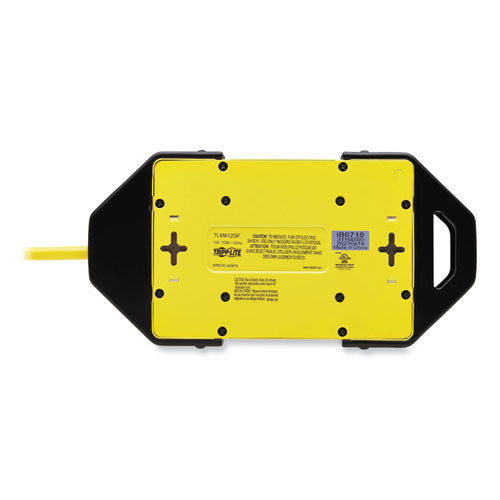 ¡Potencialo! Regleta de seguridad con enchufe Gfci, 8 salidas, cable de 12 pies, amarillo/negro