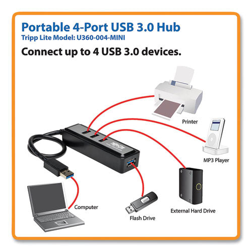 Hub USB 3.0 Superspeed, 4 puertos, negro