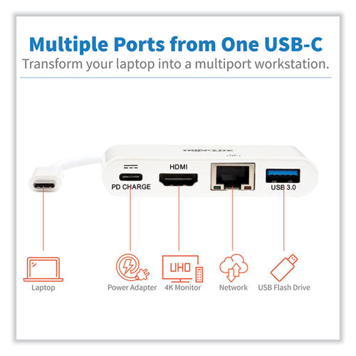 Base 4k con carga y Ethernet, carga USB C/4k Hdmi/usb A/pd, blanco