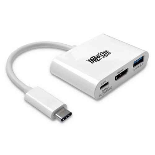 Adaptador Usb 3.1 Gen 1 Usb-c a HDMI, USB-a/usb-c Pd carga/gigabit Ethernet, 3", blanco