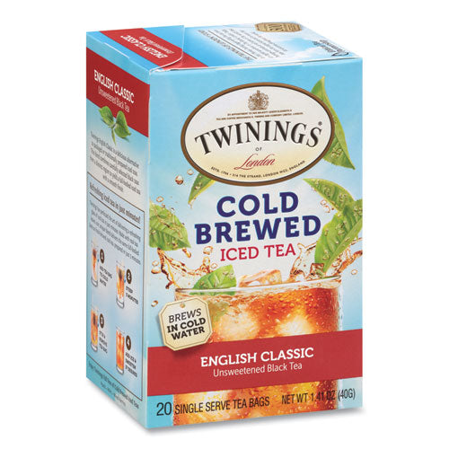 Bolsas de té helado Cold Brew, clásico inglés, bolsa de té de 0.07 oz, 20/caja