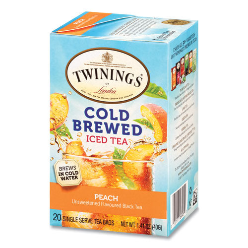 Bolsas de té helado Cold Brew, melocotón, bolsa de té de 0.07 oz, 20/caja
