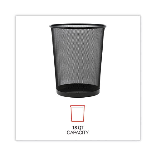 Mesh Wastebasket, 18 Qt, Steel Mesh, Black