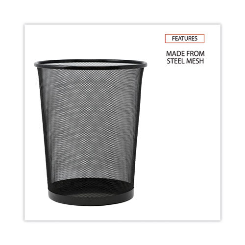 Mesh Wastebasket, 18 Qt, Steel Mesh, Black