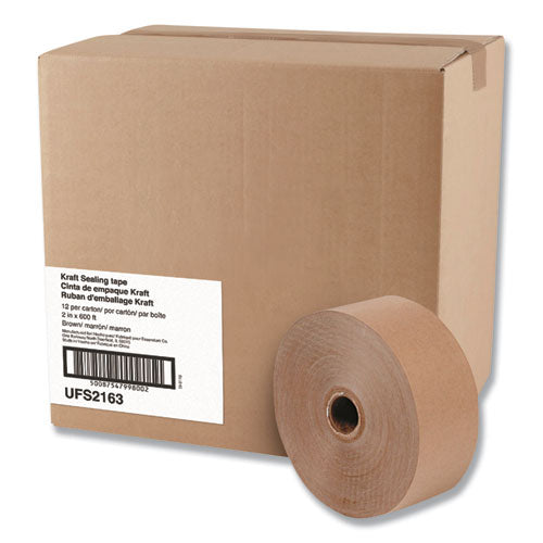 Gummed Kraft Sealing Tape, 3" Core, 3" X 600 Ft, Brown, 10/carton