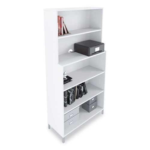 Estantería laminada Essentials, cinco estantes, 35,8 ancho x 14,9 profundidad x 72 alto, blanco