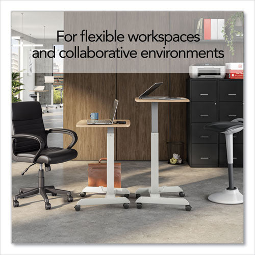 Essentials Sit-stand Single-column Mobile Workstation, 23.6" X 20.5" X 29.6" To 44.2", Natural Wood/light Gray