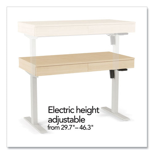 Essentials Deluxe Electric Sit-stand 2-column Workstation, 2 Desk Drawers, 47.2" X 23.6" X 29.7 To" 46.3", Natural/light Gray