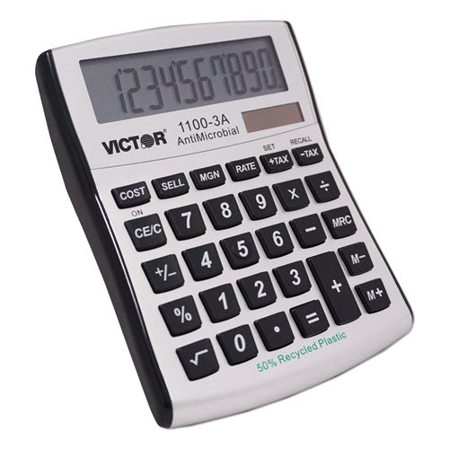 Calculadora de escritorio compacta antimicrobiana 1100-3a, LCD de 10 dígitos