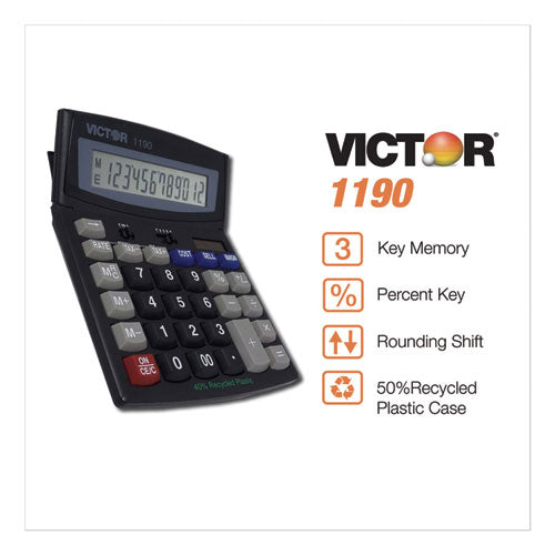 Calculadora de escritorio ejecutiva 1190, LCD de 12 dígitos