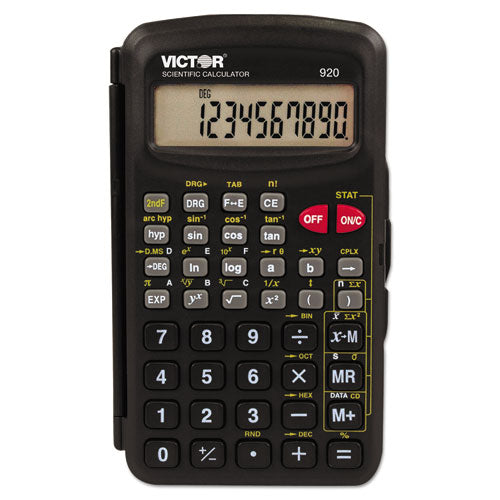 Calculadora científica compacta 920 con estuche con bisagras, LCD de 10 dígitos
