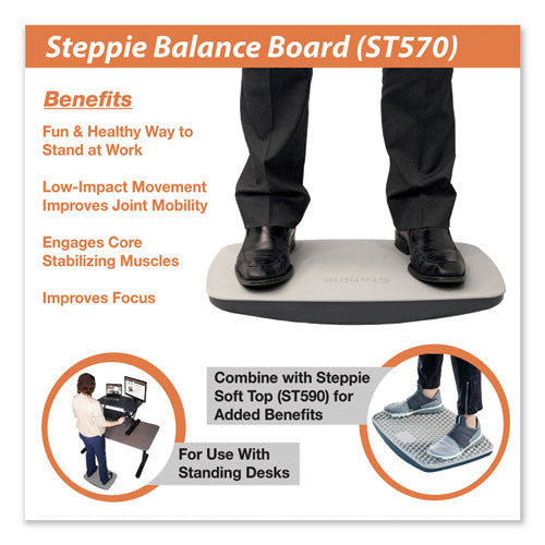 Tabla de equilibrio Steppie, 22,5 de ancho x 14,5 de profundidad x 2,13 de alto, gris bicolor