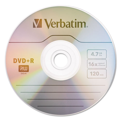 Disco grabable Dvd+r, 4.7 Gb, 16x, Eje, Plateado mate, 50/paquete