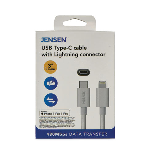 Cable USB-C a Lightning, 3 pies, blanco