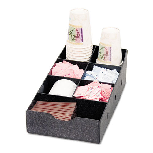 Condiment Caddy, 7 Compartments, 8.75 X 16 X 5.25, Black