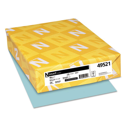 Exact Index Card Stock, 110 Lb Index Weight, 8.5 X 11, Blue, 250/pack