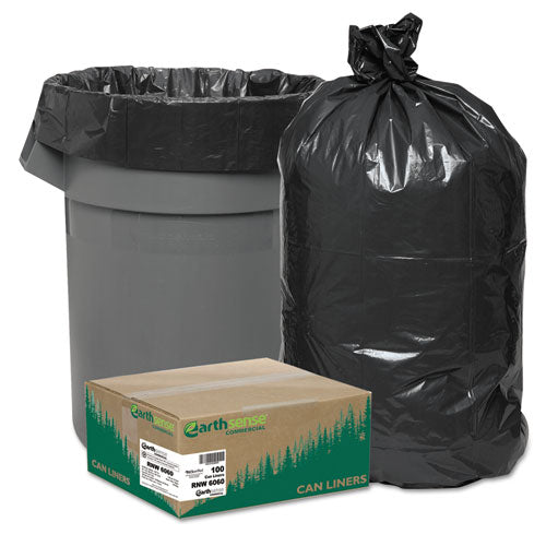 Revestimientos para latas reciclados de baja densidad lineal, 10 gal, 0,85 mil, 24" x 23", negro, 25 bolsas/rollo, 20 rollos/cartón