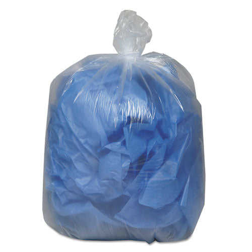 Linear Low Density Clear Recycled Can Liners, 60 Gal, 1.5 Mil, 38" X 58", Clear,10 Bags/roll, 10 Rolls/carton