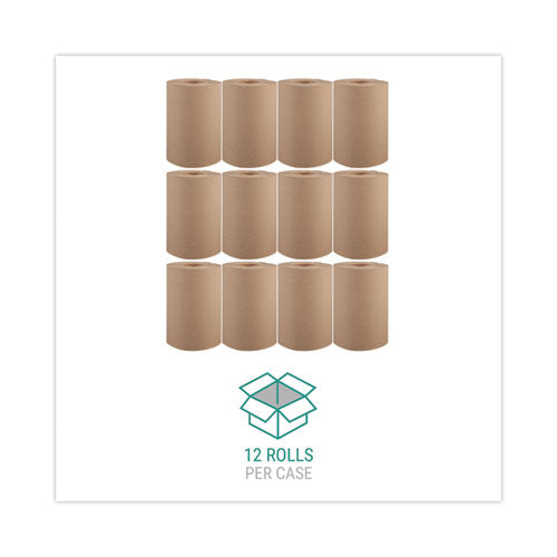 Toallas enrolladas en rollo, 1 capa, 8" x 350 pies, natural, 12 rollos/caja