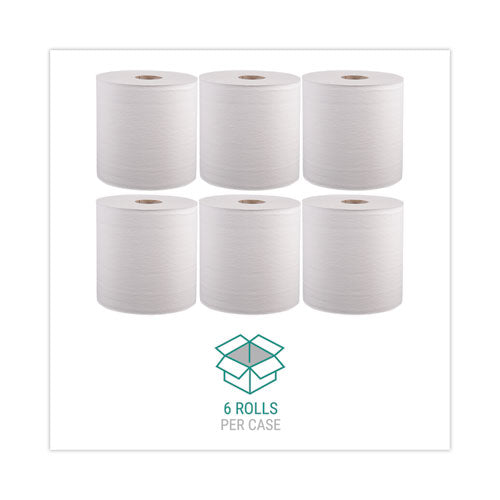 Hardwound Roll Towels, 1-ply, 8" X 800 Ft, White, 6 Rolls/carton