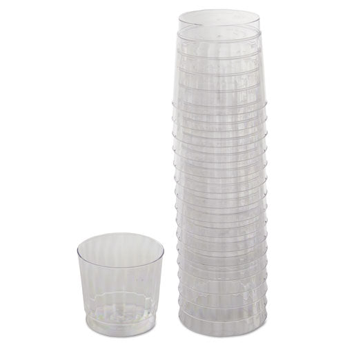 Vasos Classicware, 9 oz, plástico, transparente, vidrio Rocks, 16/bolsa, 15 bolsas/cartón