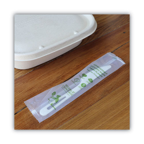 Cubiertos compostables Tpla, cuchillo, 6.7", blanco, 750/cartón